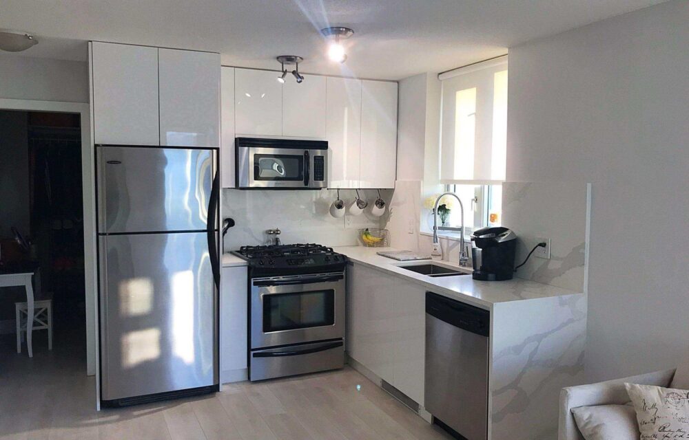 Custom Kitchen Cabinets | KitcModern kitchen with white cabinetry and white countertopstant Bedrooms