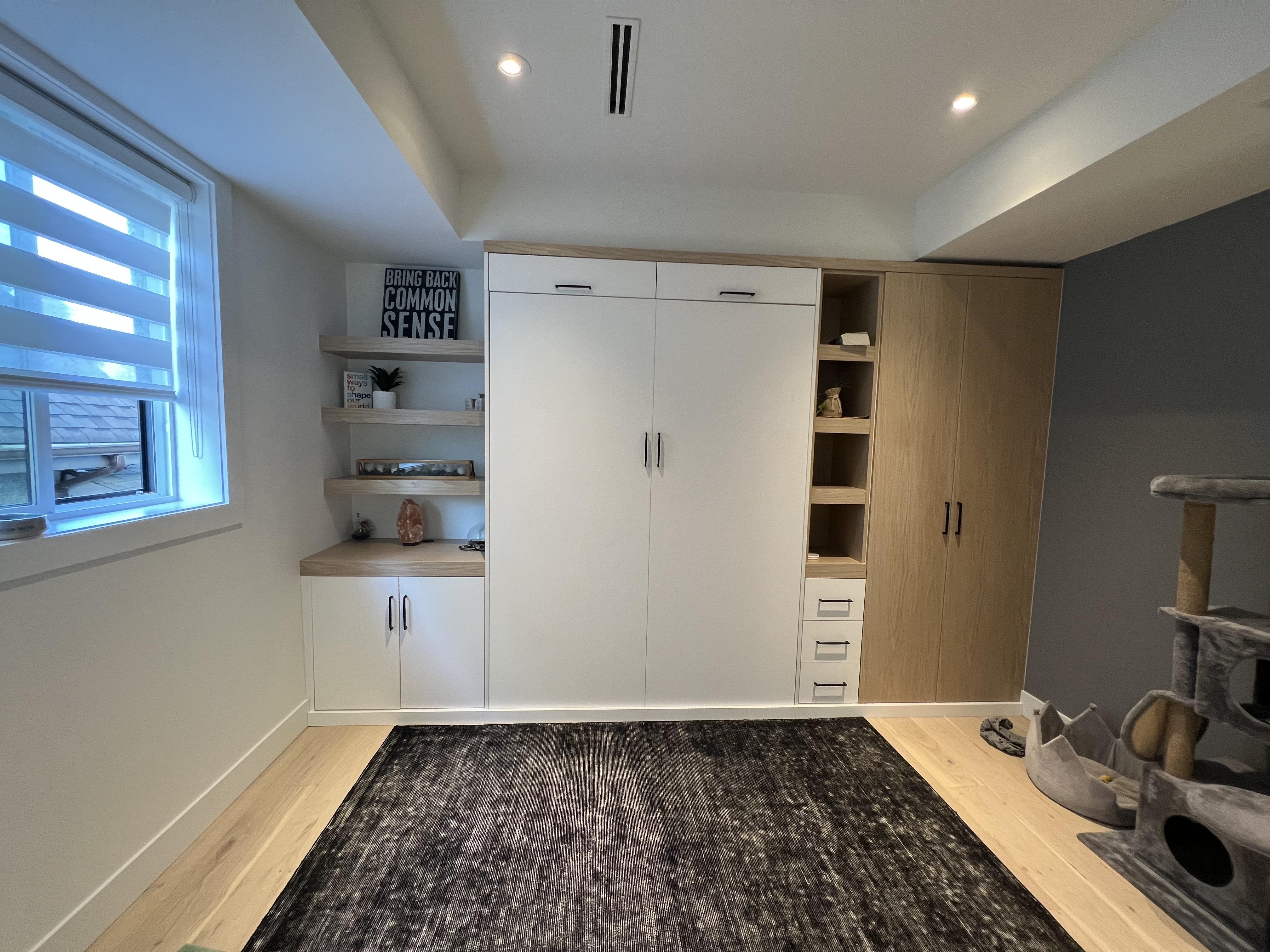 wall bed with side cabinets