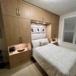 Queen murphy wall bed with cabinets and LED lights